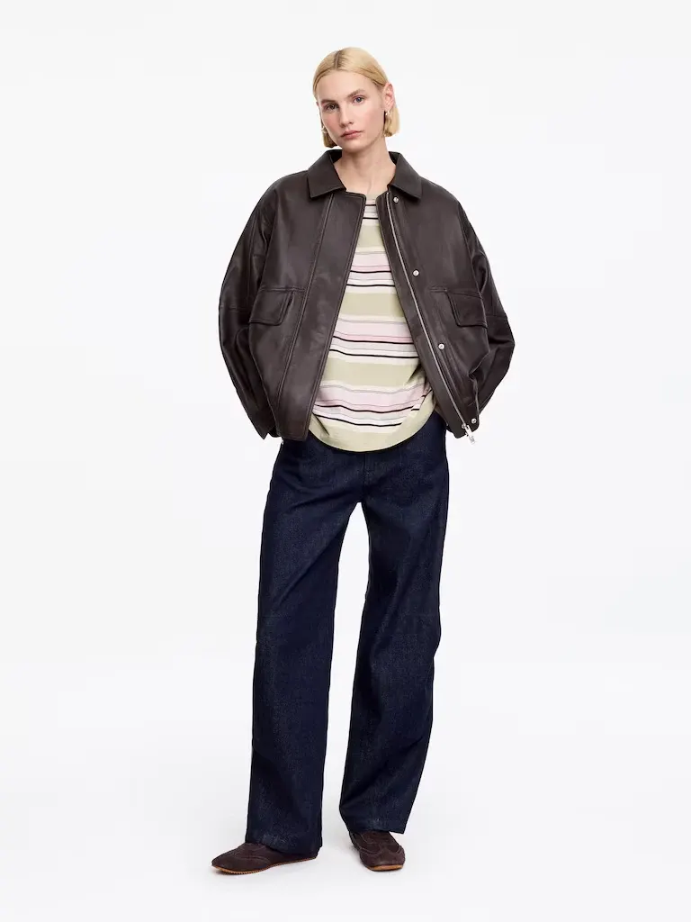 Striped Tee, Barrel Denim, complete look